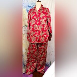 Alexander DelRossa Men’s Red Paisley Pajama Set Size M cotton Academia lux prep